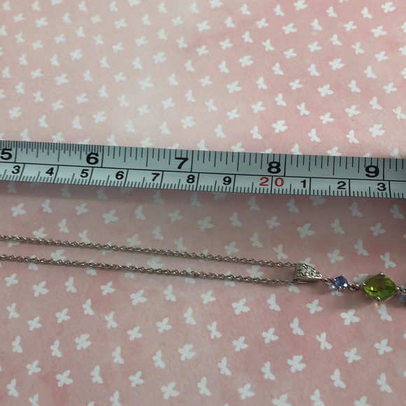 14k white gold necklace, removable pendant, multi-stone - Picture 5 of 6